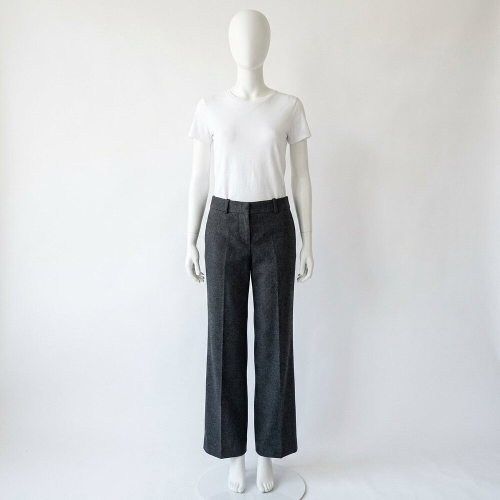 CHLOE BOOT CUT CHARCOAL GRAY WOOL DRESS TROUSERS PANTS SIZE EU 34 - Picture 2 of 6